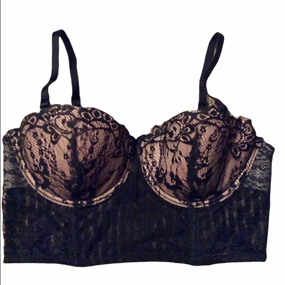 Dynamite Pink Black Wired Lace Brallete Size P/S